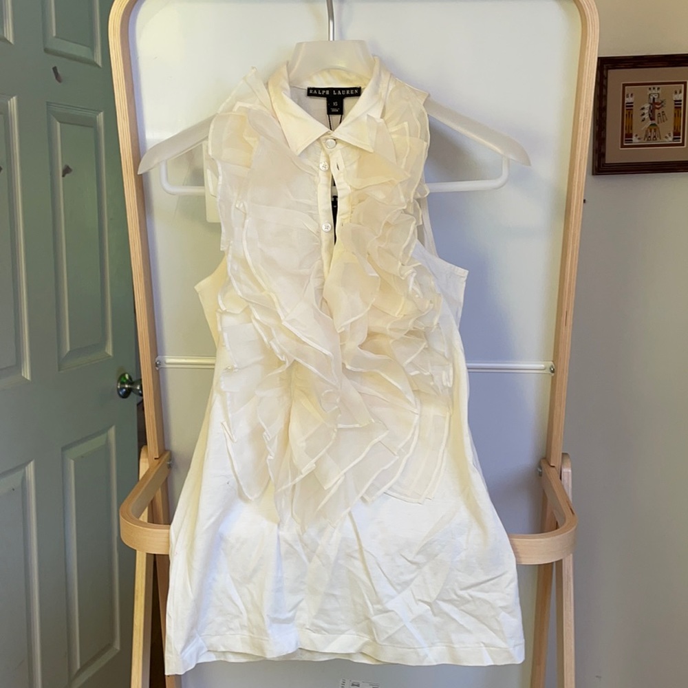 Ralph Lauren cream colored top with ruffles